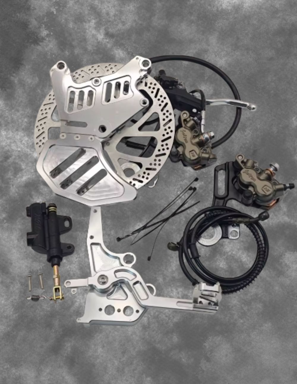 Ultra Bee Original 240mm Dual-Caliper Bracket Foot Brake Kit Rear Disc Brake Protection for LBX And E Ride Pro
